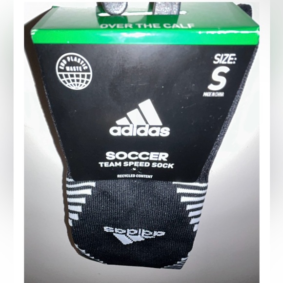 Adidas Team Speed OTC Soccer Socks 1 Pair Youth 13C-4Y Black & White w Logo NEW! - Picture 10 of 10